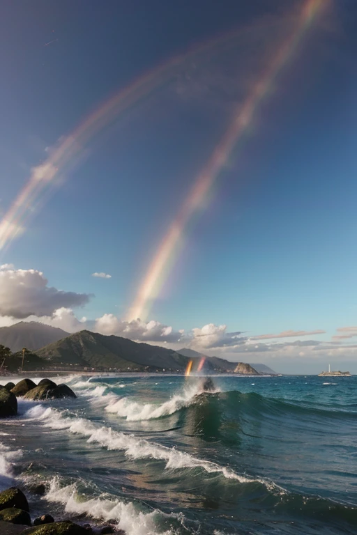 Pero nadando en mar de arcoiris