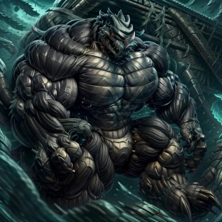 MONOMASA, (gigantic muscles), 8K, Masterpiece, highres, future city. Detailed head, Detailed Body, full body, Detailed abs, wearing crNanosuit, big muscle (pecs, triceps, traps) unusually developed muscular body, body full of huge muscles. showing off muscles, pectorales enormes. Exaggeratedly huge muscles. Gigachad Muscular, gigantic muscles, The claws are sharp, Sharp teeth, Spread wings, have big wings. nj5furry,nj5furry, hyper penis (black color), long legs,