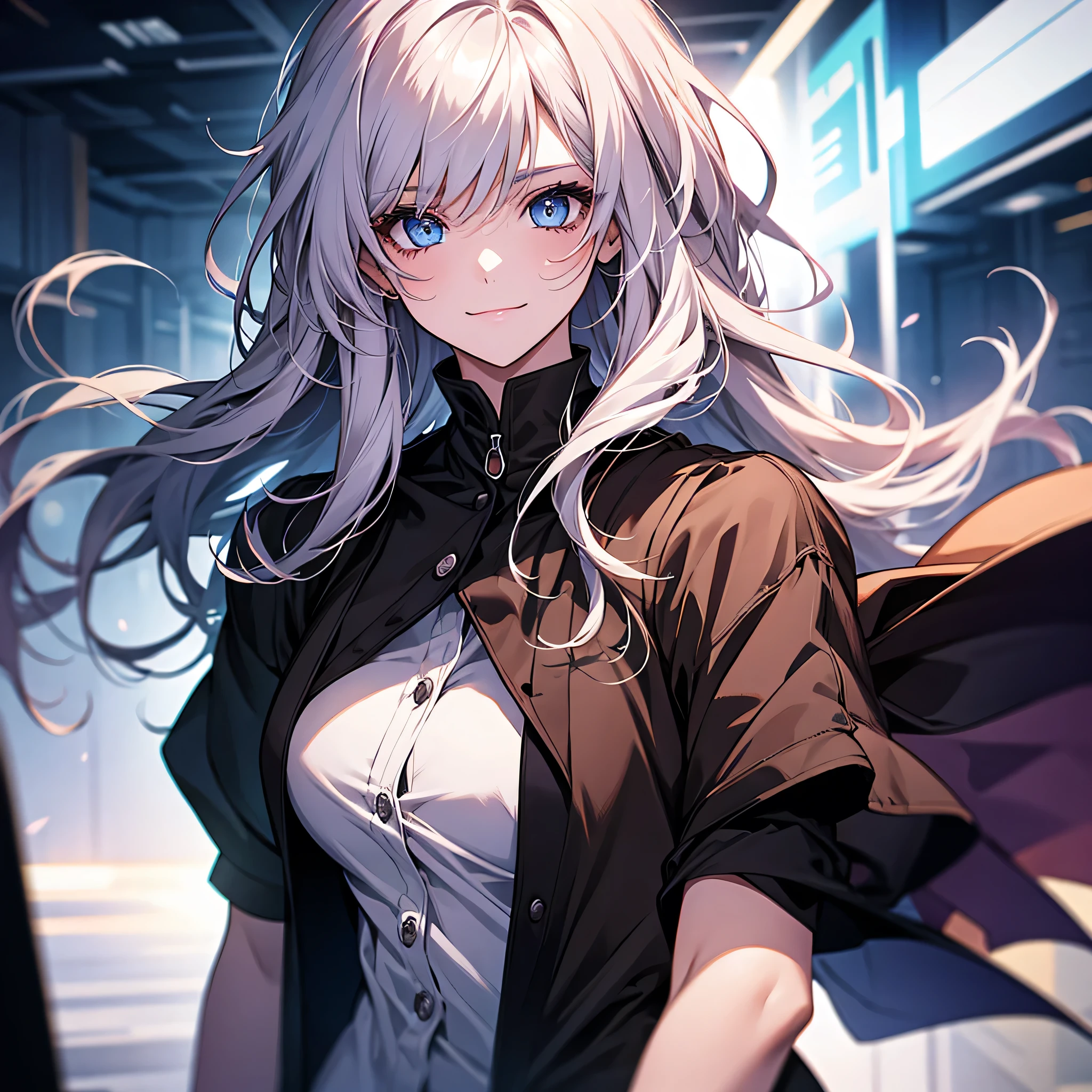 1girl, very longue feminine hair, happy face, beautiful eyes, cinematic composition, transgirl