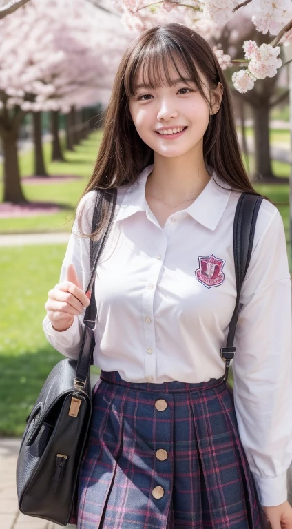 Enhanced dynamic perspective,Cute cute beautiful girl,y JK ,Look at me and smile,simple backgound,Works of masters,high quarity,Girls' Schools、4K resolution,super-fine,Detailed pubic hair,precise,Cinematic lighting,Volleyball Club、Leaves the original facial proportions、(large full bre(buttonGap)ouching down、masutepiece, Best Quality, Illustration, Ultra-detailed, finely detail, hight resolution, 8K Wallpaper, Perfect dynamic composition, light pink skirt, white t shirt, Beautiful detailed eyes, pink Lip,a beauty girl、In the bright and refreshing spring sunshine、Imagine a female college student walking around campus.。。the hair flutters with the wind、.。The cherry blossoms on campus are in full bloom、...。She is carrying a pink backpack. Expressing the image of a typical female college student enjoying learning and free time.。.