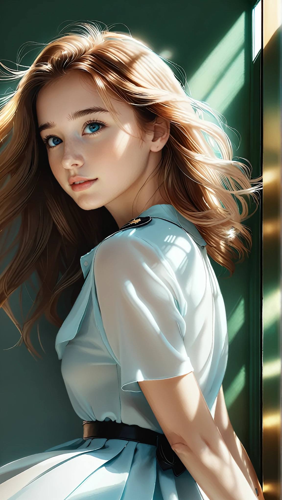 Beautiful girl in the light