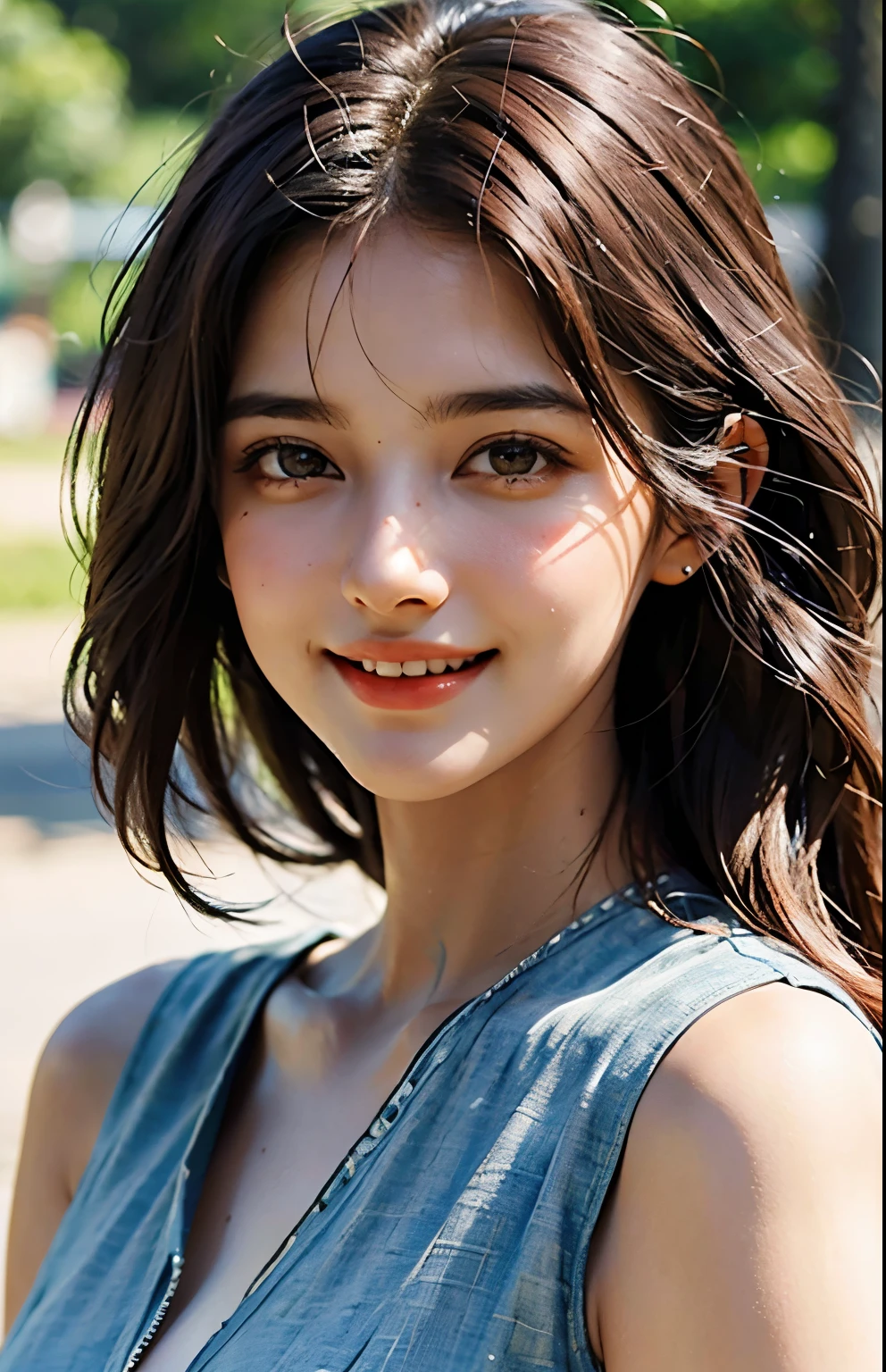 Young Katrina Kaif brown hair very fair skin close up face short close eyes big smile