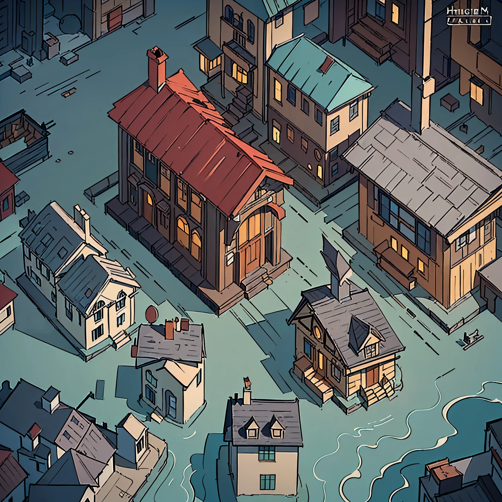 a close up of a group of buildings with a roof, victorian city, detailed buildings, tabletop model buildings, highly detailed buildings, rendered in unity 3 d, shanty townships, gaslight fantasy capital city, lots of buildings, isometric 3d render, hyper detailed scene, small buildings, prerendered isometric graphics, highdetailed, highly detailed and complex, isometric view
