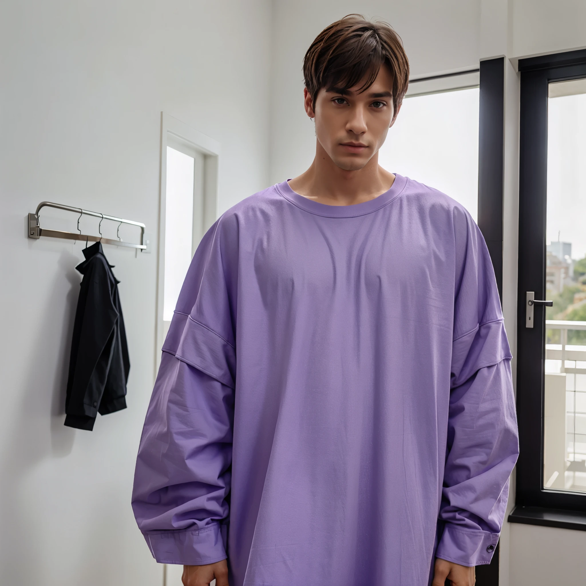 Male wearing oversized shirts purple