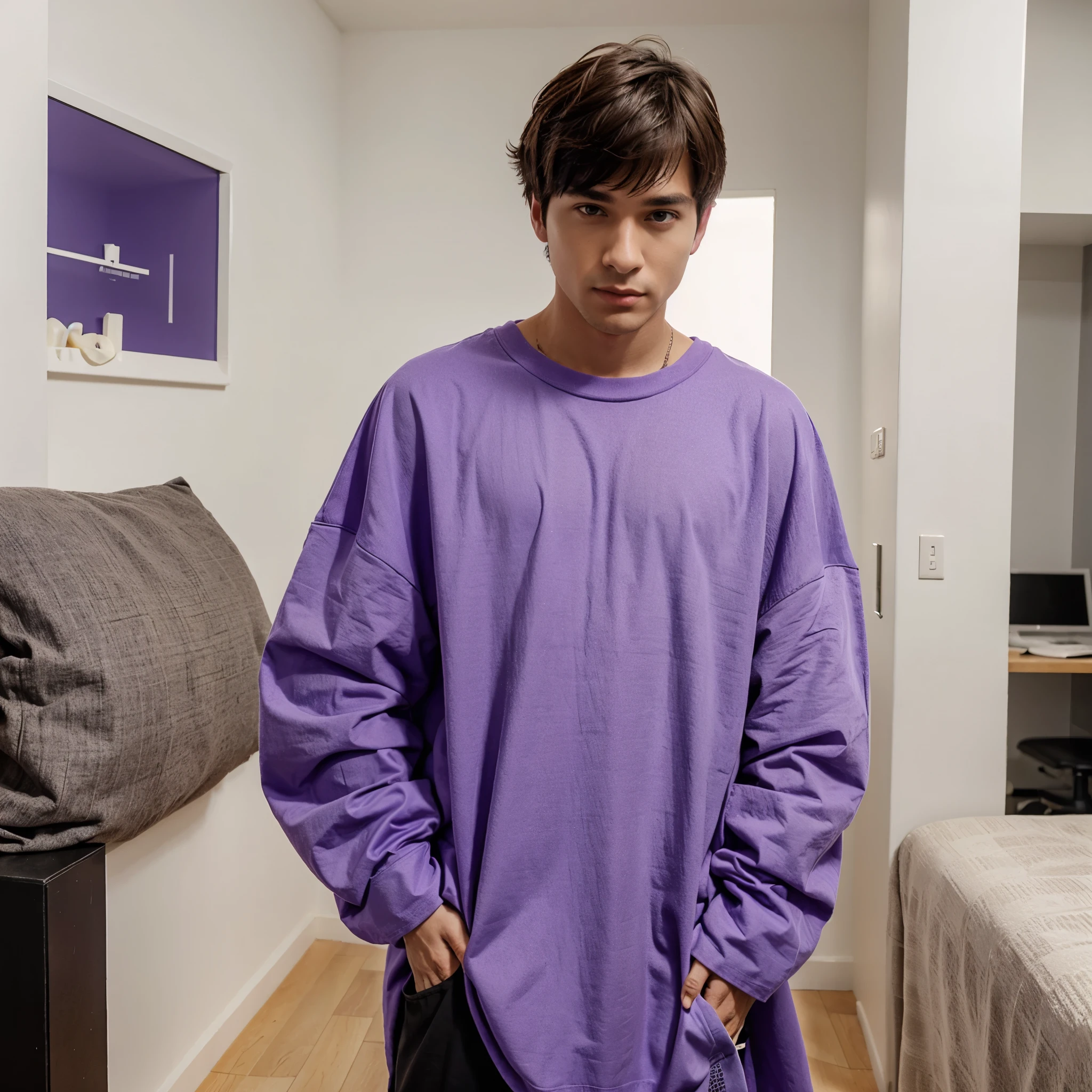Male wearing oversized shirts purple