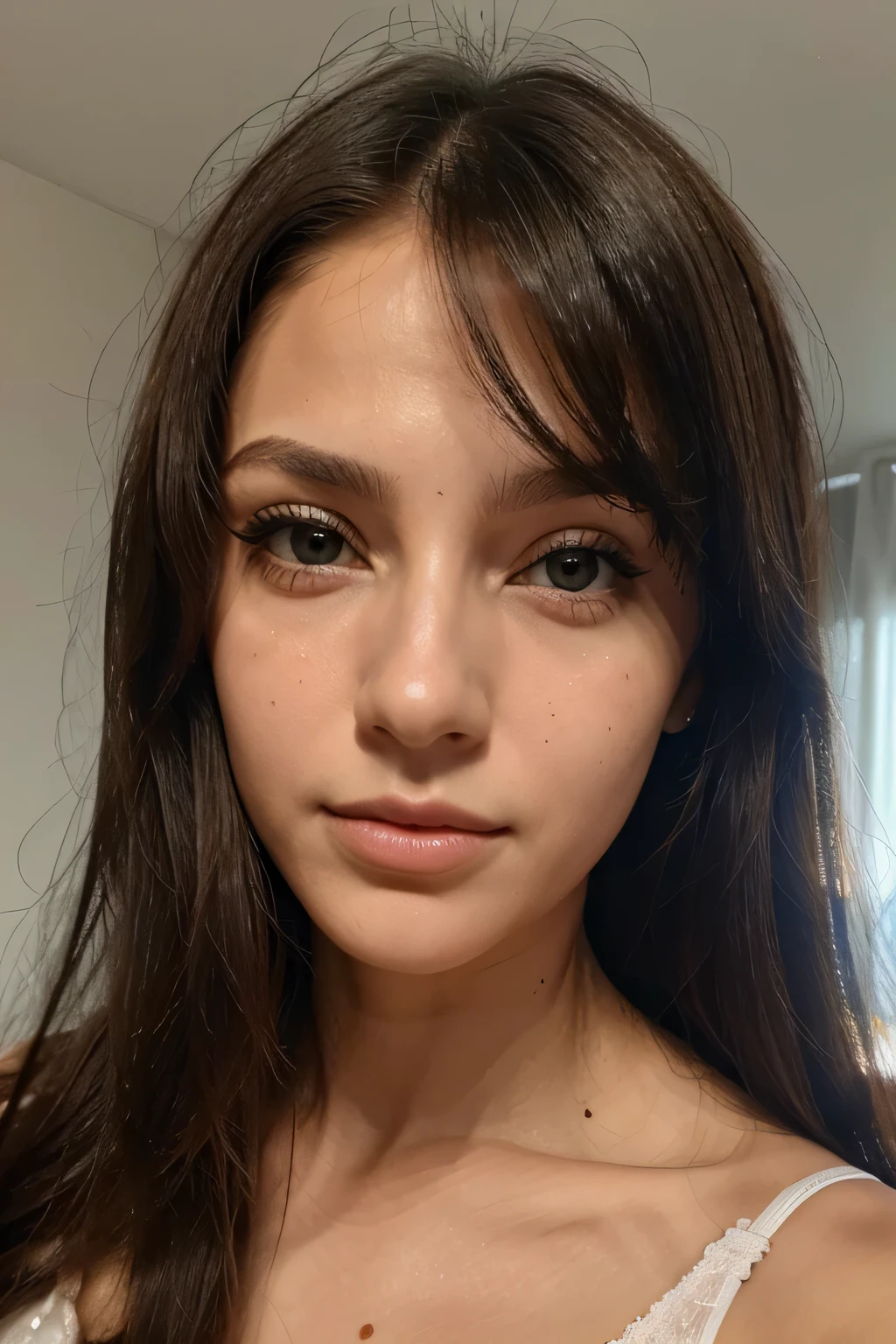mulher branca, jovem, linda, loira de olhos claros, fine facial features, cabelo liso, extremamente realista.