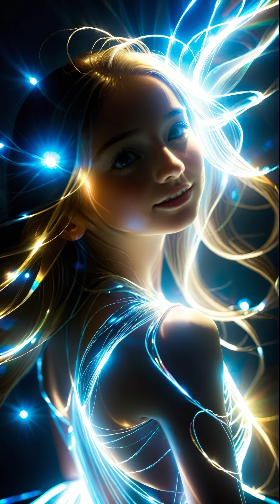 Beautiful girl surrounded by light