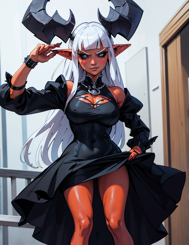 un primer plano de una mujer con armadura con cuernos y cabeza de demonio, beautiful together, chica anime demonio, together in tight short dress, together, chica demonio, together | medieval, chica monstruo anime, demonio, retrato de un demonio femenino, chica monstruo, portrait of chica demonio, hermosa y elegante reina demonio, together in sundress portrait