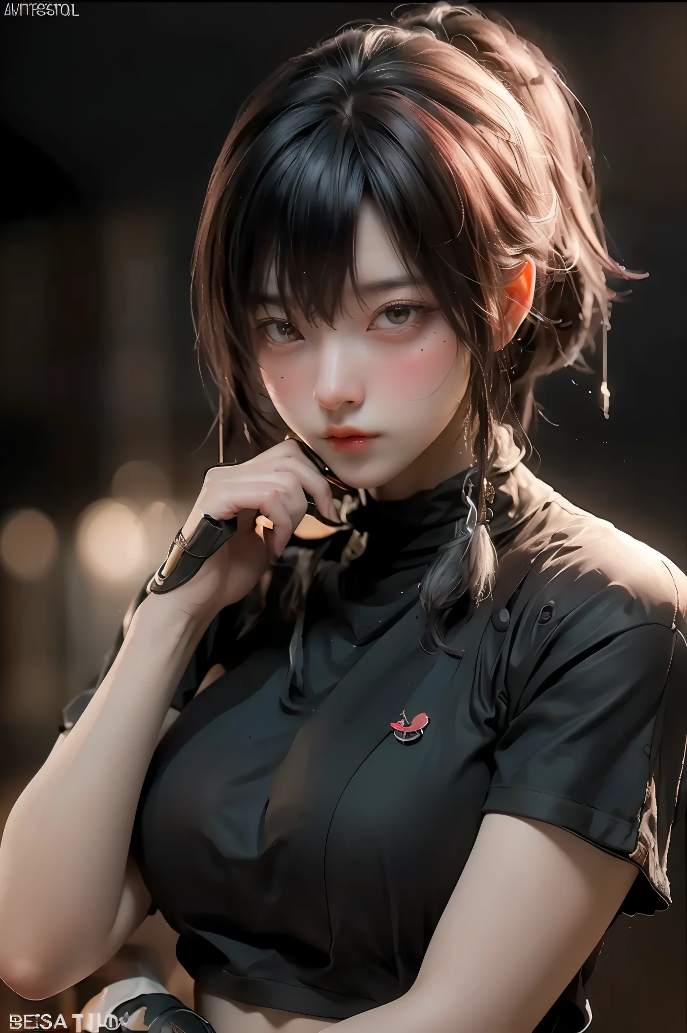 ((Best quality)), ((masterpiece)), (detailed:1.4), 3D, an image of a beautiful cyberpunk female,HDR (High Dynamic Range),Ray Tracing,NVIDIA RTX,Super-Resolution,Unreal 5,Subsurface scattering,PBR Texturing,Post-processing,Anisotropic Filtering,Depth-of-field,Maximum clarity and sharpness,Multi-layered textures,Albedo and Specular maps,Surface shading,Accurate simulation of light-material interaction,Perfect proportions,Octane Render,Two-tone lighting,Wide aperture,Low ISO,White balance,Rule of thirds,8K RAW,