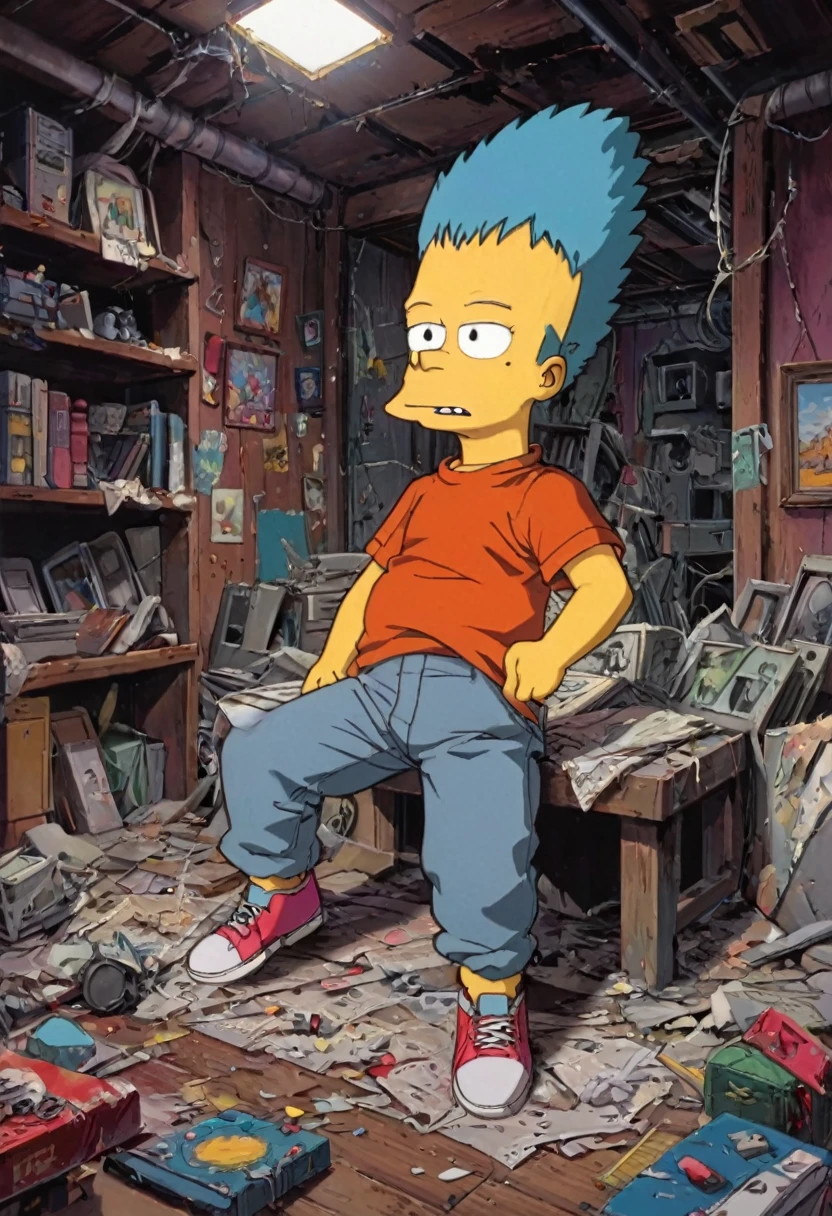 90s Cartoon art style, 90s style, Bart Simpson, best quality, masterpiece, very aesthetic, perfect composition, intricate details, ultra-detailed