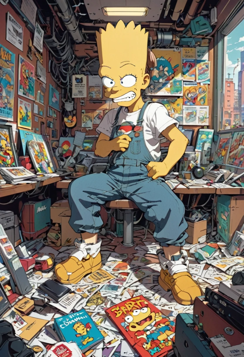 90s Cartoon art style, 90s style, Bart Simpson, best quality, masterpiece, very aesthetic, perfect composition, intricate details, ultra-detailed