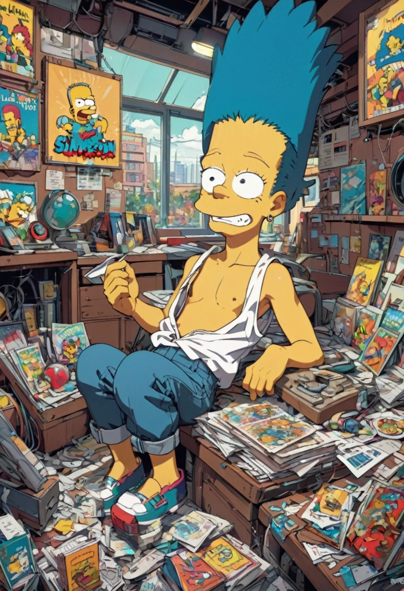 90s Cartoon art style, 90s style, Bart Simpson, best quality, masterpiece, very aesthetic, perfect composition, intricate details, ultra-detailed