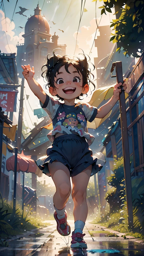 (Top quality, masterpiece, Adorable baby girl Wearing , dancing in rain. Mouth closed in a sweet smile, Cute baby, Pixar-inspired animation.black cloudy wather, Sunlit environment with no shadows cast, One full-body figure centered)
This top-quality masterpiece showcases an adorable baby girl wearing a cozy . Her little hands are raised up high in the air with her mouth closed, Dancing in the rain.forming a playful and endearing smile.black cloud rain falling cloud background adds to the pure and innocent atmosphere, creating no shadows at all. With one full