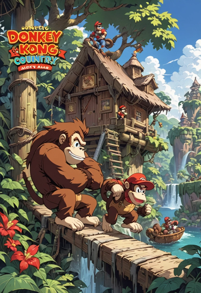 90s Cartoon art style, 90s style, (Donkey Kong country), best quality, masterpiece, very aesthetic, perfect composition, intricate details, ultra-detailed