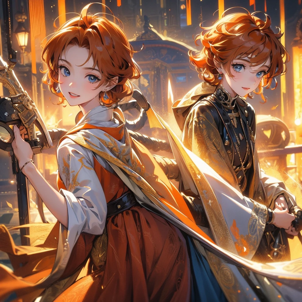 high quality, detailed,
Boy , 4K UHD, super detail, best quality, detailed eyes, masterpiece, young ,9years old ,orange curly short hair ,blue beautiful eyes ,sweet smile ,beautiful smile,cute outfit