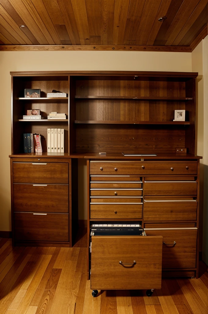 A room with wooden file drawers in the background and a front desk