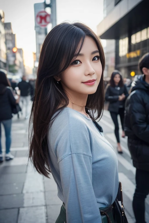 woman, Age 35、Brown Hair、Wavy long hair、(Realistic), (Hyperrealism), (photoRealistic), Depth of written boundary, eye make up:0.5, (Cowboy Shot:1.2), (Tight waist:0.7), Looking at the audience, Wearing a long lab coat、Green pencil skirt、She was only wearing a black bra.、Walking towards here、Big Breasts、Smiling、
