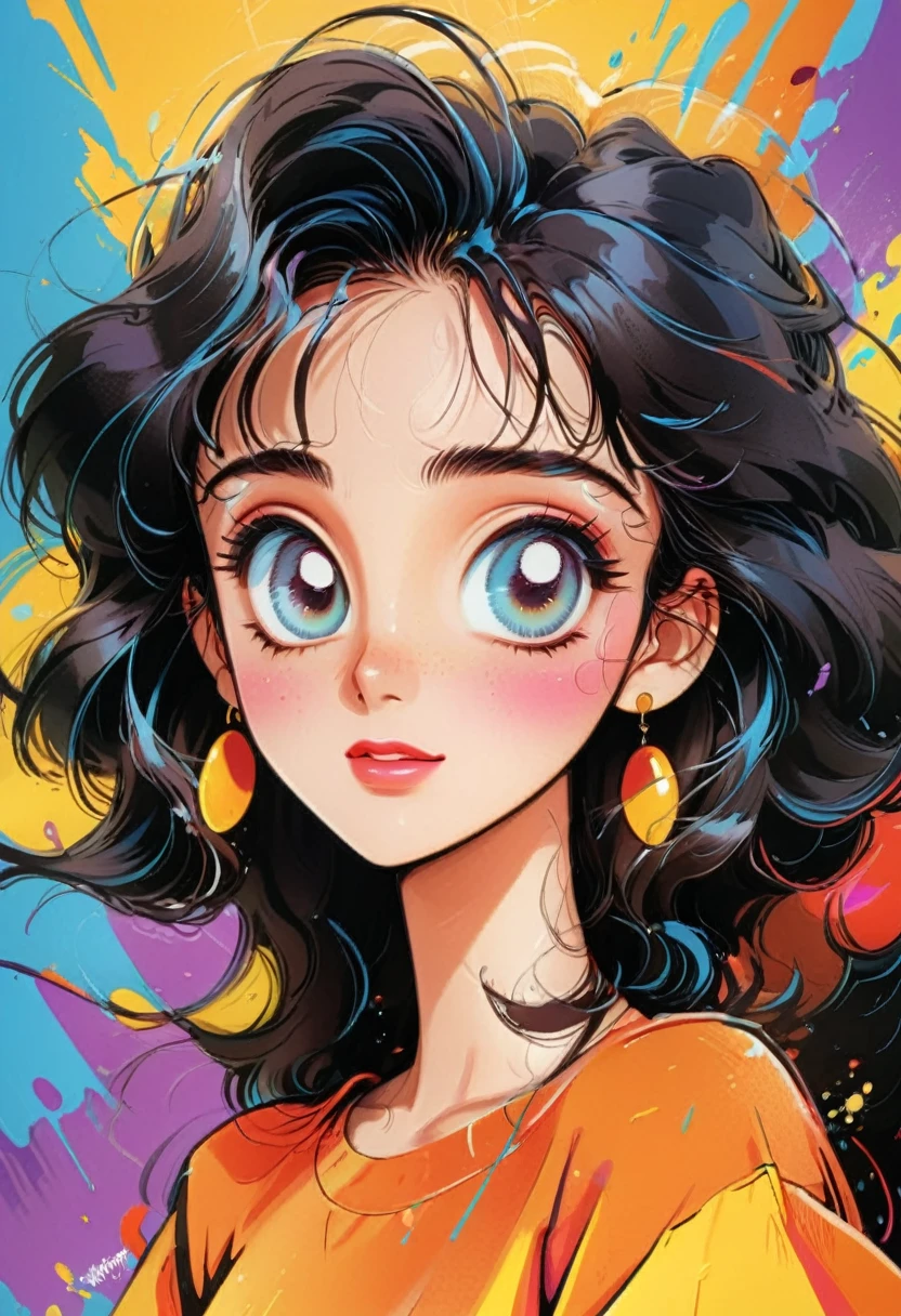 90s Cartoons, a cartoon character from the 90s, cartoon style, vibrant colors, 1990s, 90s nostalgia, detailed facial features, bright and dynamic, dynamic pose, well-defined shapes, whimsical, playful expression, bold outlines, high contrast, exaggerated features, dynamic background, retro aesthetic, 2d animation, hand-drawn, (best quality,4k,8k,highres,masterpiece:1.2),ultra-detailed,(realistic,photorealistic,photo-realistic:1.37)