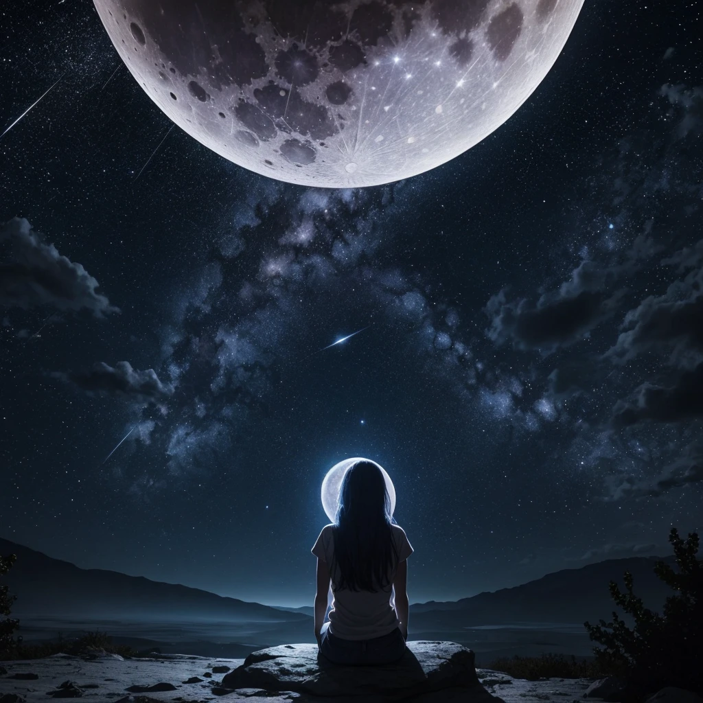 inglazing, space, lunatic, cool, full moon, luna, stars, galaxy, science, universe 3D 