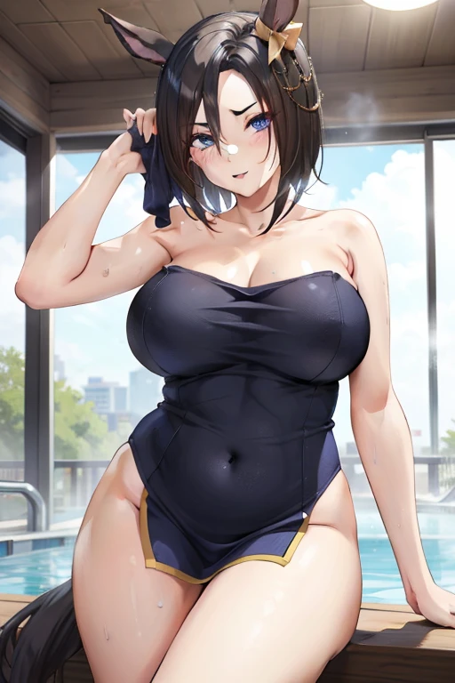 air groove \(umamusume\), Sexy body, plump, big tits, sexypose, naked towel, towel