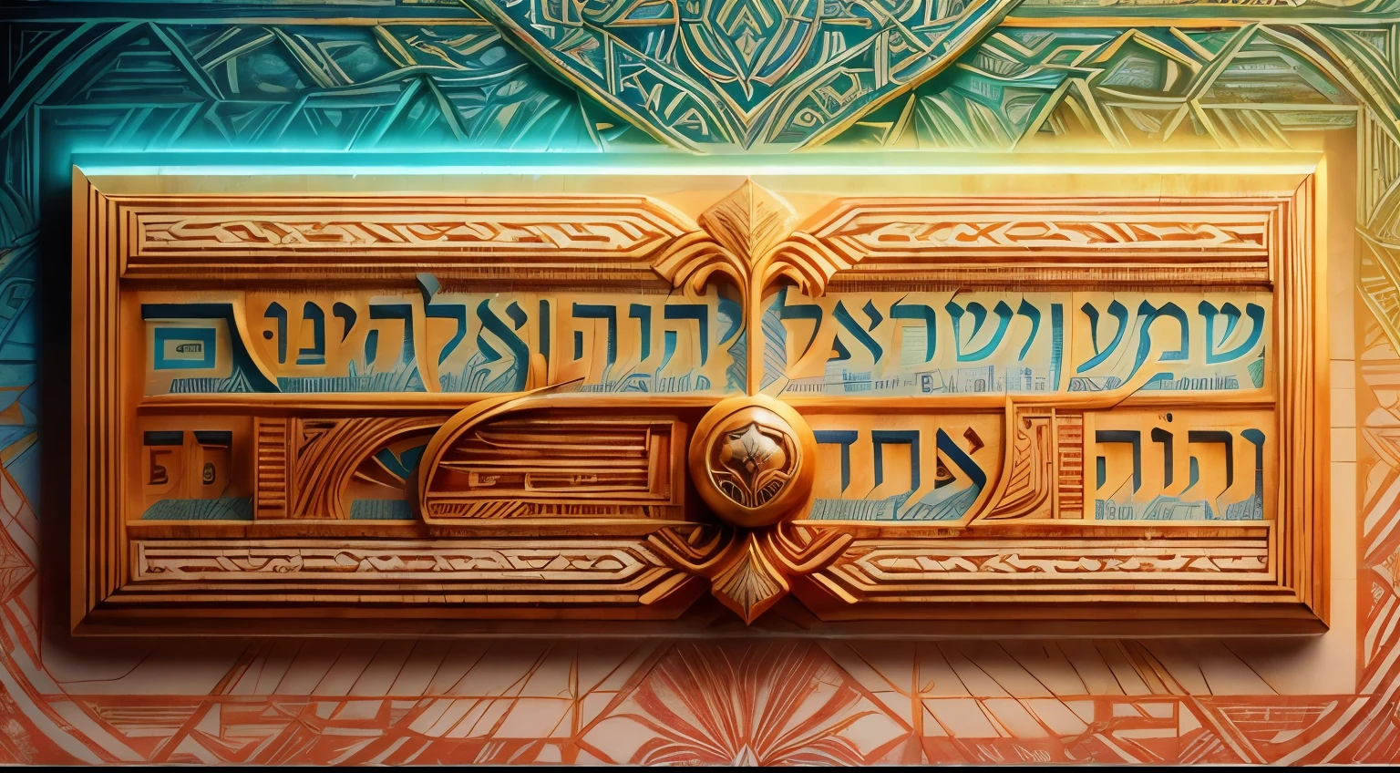 um close de asas de um anjo branco com a palavra vamos ser, ophanim has bird wings, hebraico, por Bracha L. Etinger, alado, com tema de anjo, Vista completa, inspired por Bracha L. Etinger, symbol for the word ersatz, Eliézer Yudkowsky, asas devi, arcanjo, meu arroz, simbolos coloridos escrito sobre o escudo, logo da gloria de Deus , neon luz azul , texto em hebraico escrito no escudo, and also written in paleo hebrew style arab calligraphic art