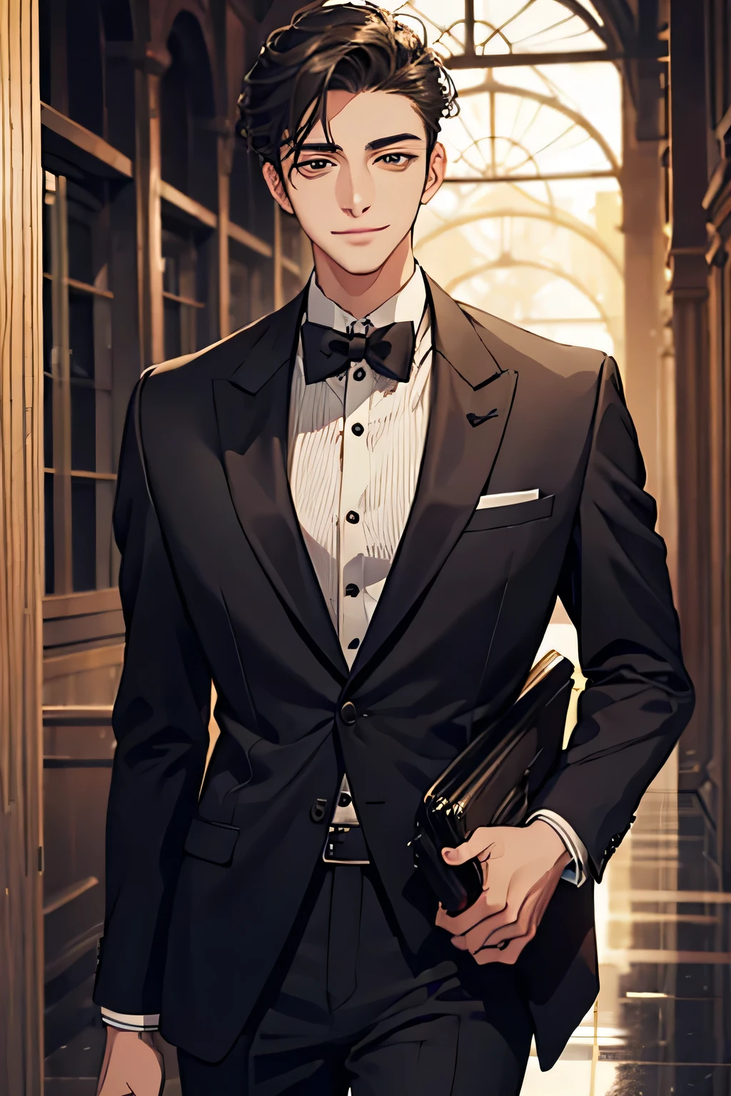 Beautiful man,suit,gentle smile,Age 25