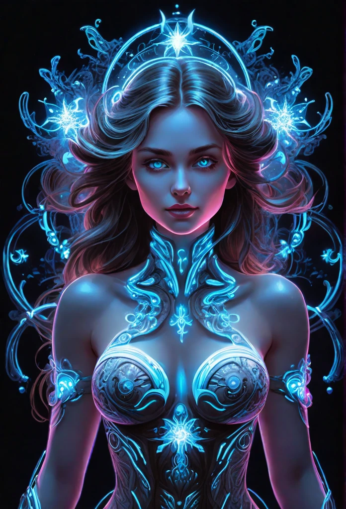 thighs-up, fantastic epic masterpiece, ((full-body-shot)), standing masterpiece, highest esthetic score, photo of an exquisitely beautiful pale skin european 1girl, futuristic fantasy figure in style of vector batik made of neon ink.
(epic graphic work from most famous fantasy book1.5), (stellar masterpiece1.6), (visually breathtaking1.7), 16K, An awe-inspiring lines made with neon light in the complete darkness captures the essence of an (epic graphic work from most famous fantasy book1.3), with (fractal design1.4) and (intricate details1.4) unfolding. The (vector brilliance1.4) adds to the (alluring atmosphere1.4) surrounding this (timeless eternal moment1.4). Trending on Fantasy Art Hubs. made with neon light in the complete darkness captures the essence of star birth,
32K, Quantum dot, UHDR, luminous face, Ethereal glow , cinematic, reallife!,fantasy details,Jasmine Beckett Griffith, Karl Brulov, Peter Rubens , sharp focus, hyperdetailed, beautiful, mysterious,fantasy details,Jasmine Beckett Griffith, Karl Brulov, Peter Rubens , sharp focus, hyperdetailed, unfolding event. The (vector brilliance1.4) adds to the (alluring atmosphere1.4) surrounding this (timeless eternal moment1.4). Trending on Fantasy Art Hubs, mist and smoke surrounds the center.