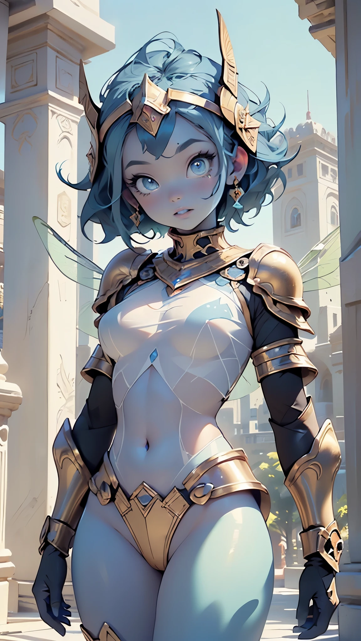 girl from an ancient civilization,1girl,monstergirl,goddess from ancient civilization,female,((milf,mom,mature,mature woman,45 years old female,adult)),
((((blue body, blue face, completely blue skin, completely see-through body and skin,translucent skin)))),(large breasts:1.4),saggy breasts,((((blue hair)))),(((blue_eyes:1.3))),intricate eyes,beautiful detailed eyes,symmetrical eyes,big eyes:1.5,(((lustrous skin:1.5,bright skin: 1.5,shiny skin,very shiny skin,shiny body))),(spider lower abdomen,narrow waist,wide hip,athletic body,inflated legs,thick thighs,bimbo body,(detailed face)),navel,uncensored,beautiful detailed lips,((huge dragonfly wings:1.2)),(((intricate wings))),
cute,slutty,sensual,seductive look,seductive,((erotic)),opulent,sumptuous,(nsfw),
(((very tiny armor:1.3))),((Anubis Spartan Helmet))
dynamic pose,looking at viewer,embarrassed,centered,scale to fit dimensions,Rule of thirds,
outdoors,pillars,((pillars background,aztec palace,aztec palace background,pyramids in the background)),scenery,extremely scenery,(puddles everywhere,moss,moss on the background),sunset, golden hour),
(Glossy aztec ornaments),highres,sharp focus,(ultra detailed,extremely detailed),(photorealistic artwork:1.37),(extremely detailed CG unity 8k wallpaper),(((vibrant colors,vibrant theme))),(intricate),(masterpiece),(best quality),artistic photography,(photography taken by sldr),(intricate background),perfect rendered face,perfect face details,realistic face,photo realistic,((intricate detail)),(((realism))),
