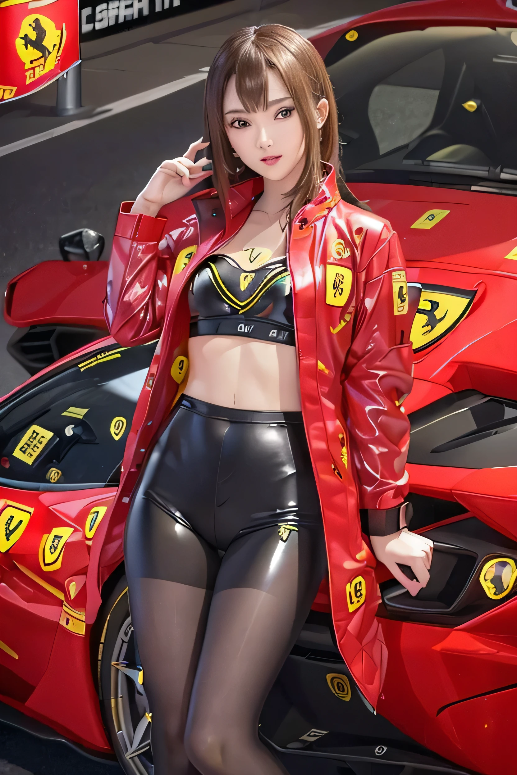 (masterpiece, highest quality, Very detailed, Detailed face, 8k)、smile、One Girl,, , ((( Ferrari red opaque jacket:1.3, , Holographic:1.23))), , Extremely detailed clarity, (Symmetrical eyes:1.3), , , , , ,,  , , (Eye and facial details:1.0), , slim、Flat body、cute、、Small breasts、Jet black background、(((Ｂ1 cup chest.8)))、(((Skinny 1.7)))、(((Small breasts 1.9)))、(((19-year-old female)))、(((Ａ1 cup chest.2)))、(((Suren 1.7)))、(((Small breasts 1.5)))、(((Overall 1.5)))、(((Full body composition 1.5)))、(((Whole body 1.5)))、(((9:1.8))),
