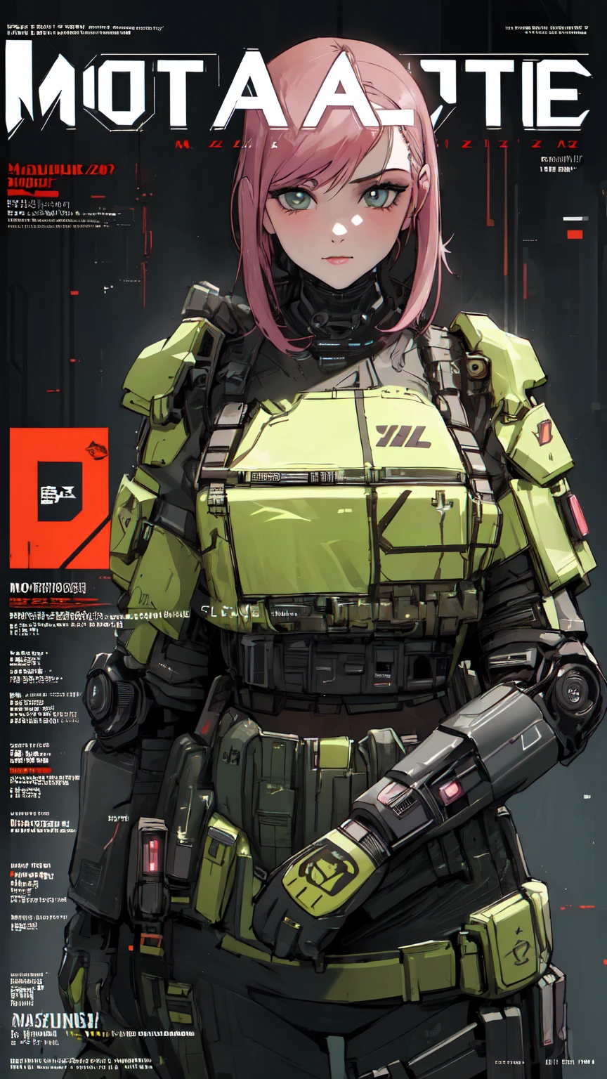 ((magazine cover:1.3), masterpiece, best quality, futuristic elite soldier, Scotland, cyberpunk