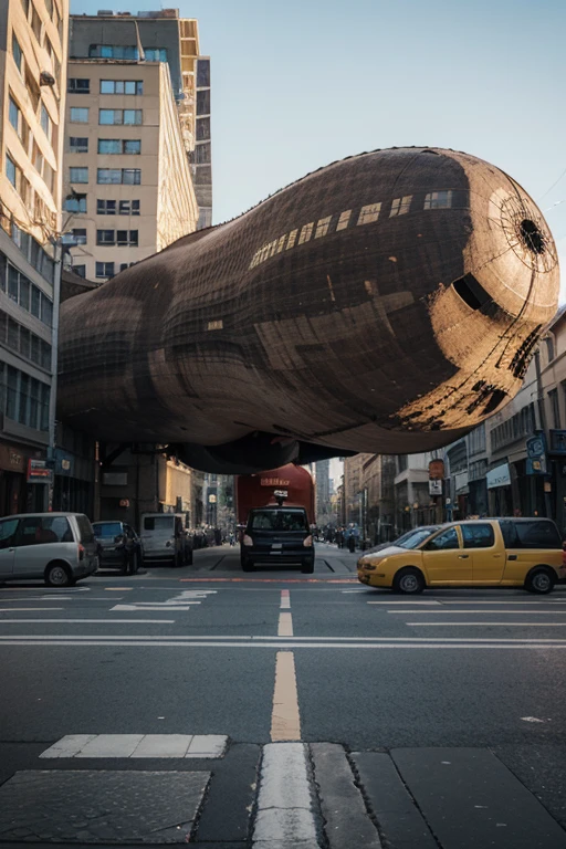 please make some mockup ambient media about Giant shoe in everyday life  in the center of city