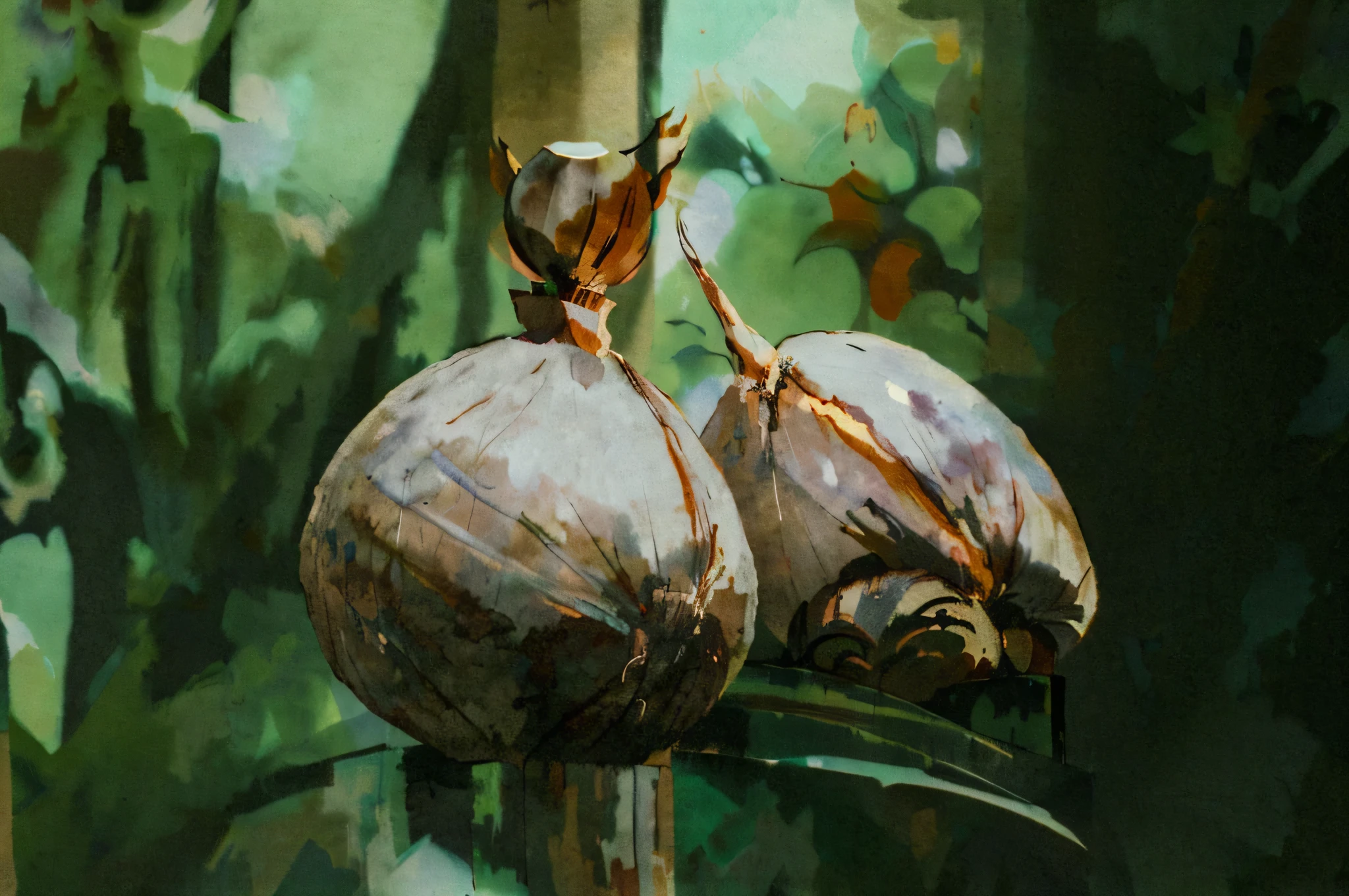2 old coconut, highly detailed sketch, chinnese style