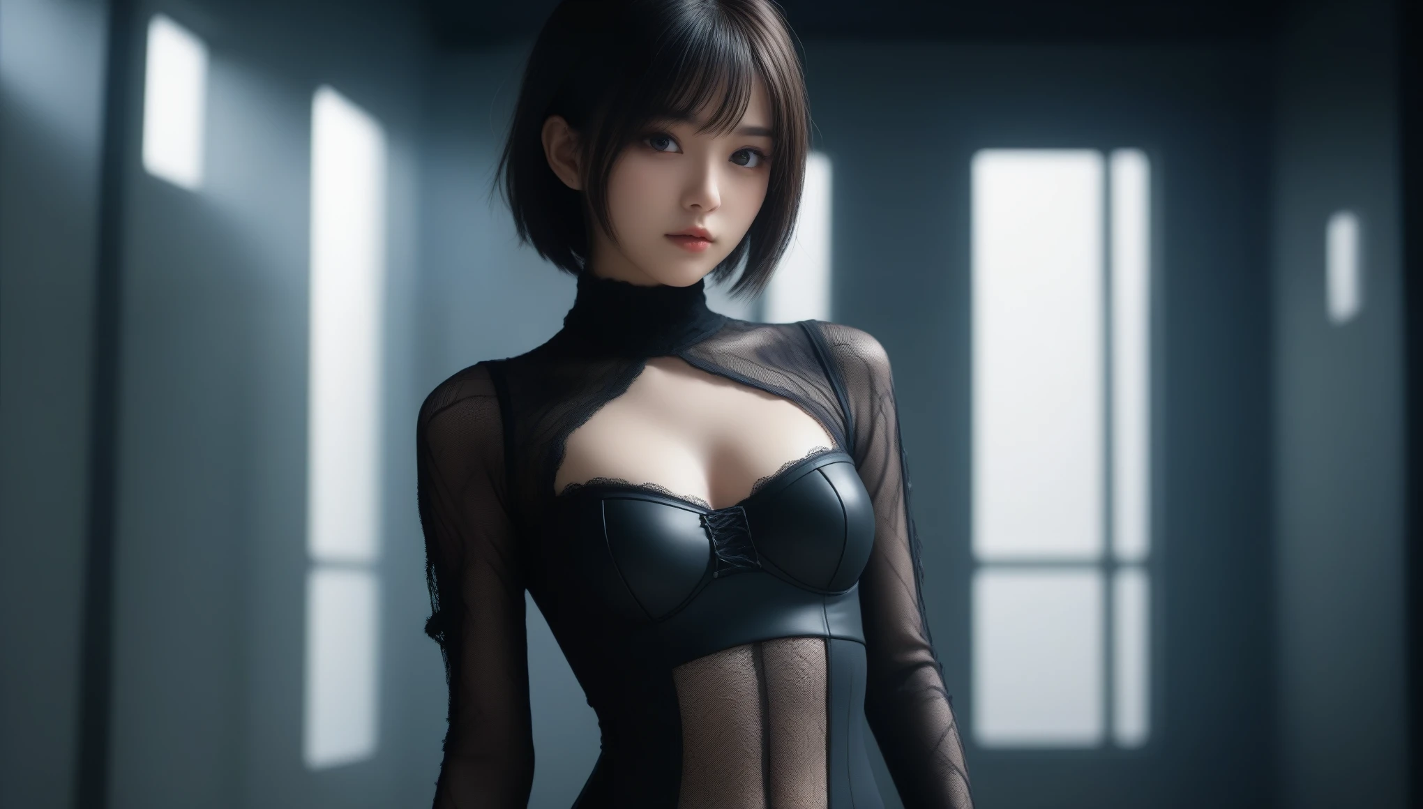 Resident Evil 6,ada,Ada Wong,ultra-quality,Photorealsitic,a red jacket,Black leather pants,An ultra-high picture quality,Digital SLR,Based on anatomical grounds,Depicted in detail,Colossal tits,A slight smil,Detailed face,realistic skin textures,masterpiece,Vivid details,perfect anatomia,Super Detail,sexy pose,Complex 3D Rendering,
