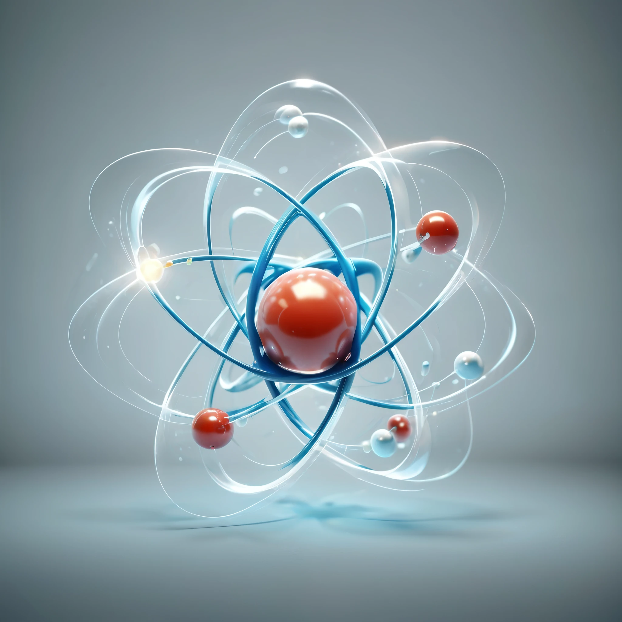 A highly detailed, true-to-life representation of an atom with precise lighting and textures