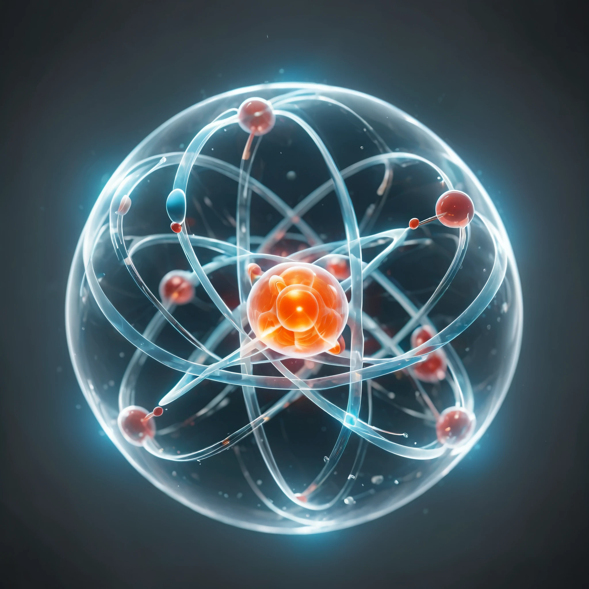 A highly detailed, true-to-life representation of an atom with precise lighting and textures
