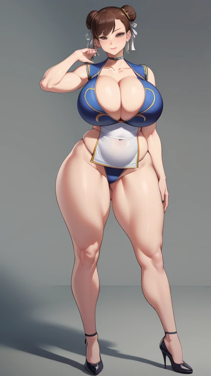 Large Breasts,((Cleavage)) Big buttocks, full-body shot, Mature mom, Plump thighs, a cow, Tempting Adult, Perfect body, Plus-size models, Sailor Suit, wear high heel shoes,mini skirt , Chunli,