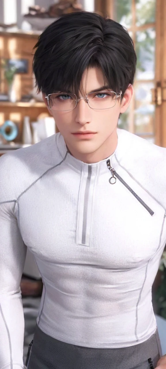 4k, high resolution, best quality, masterpiece, perfect color, perfect shade, perfect lighting, Posted by e621, ((portrait)), ((handsome man)), perfect male figure, Short hair details，Naked torso，Detailed face, perfect face, (stood up), Detailed background, ((Bonifasco Lighting)), (delicate eyes),(animal ears),white hair，((forest))，emaciated