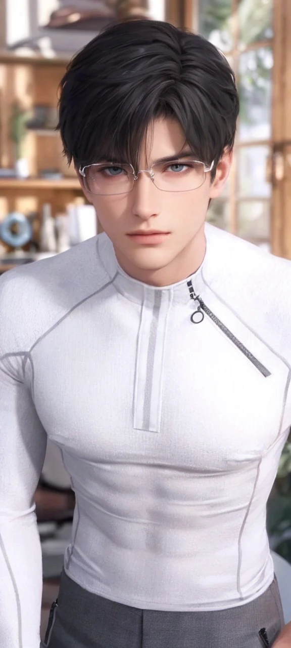 4k, high resolution, best quality, masterpiece, perfect color, perfect shade, perfect lighting, Posted by e621, ((portrait)), ((handsome man)), perfect male figure, Short hair details,Naked torso,Detailed face, perfect face, (stood up), Detailed background, ((Bonifasco Lighting)), (delicate eyes),(animal ears),white hair,((forest)),emaciated