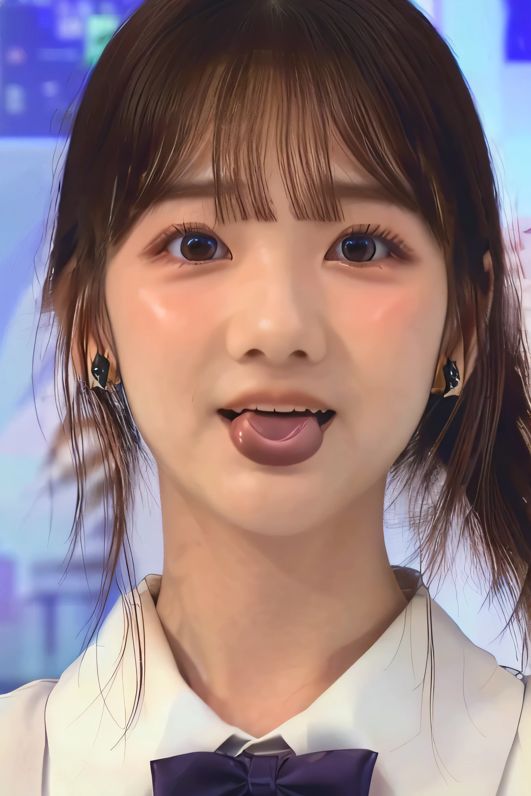 (Highest Resolution, clear_Image 1.2) 、(Beautiful girl with golden ratio face)、(****************)、(Very lively eyes、wolf eyes 1.2)、wonderful, Tabletop, Attention to detail, Lip gloss、(((Twin-tailed rabbit style)))、(((15 year old female)))、(Very beautiful girl、 alone, Beautiful girl like a model、(Long sleeve sailor suit、Very fine pleated scarf, Beautiful and exquisite, Attention to detail nose,((((Licking tongue)))、Top quality photo masterpiece、Amazing realism photography、Surrealist female portraits by David Hockney and Alphonse Mucha,(((Looking into the camera)))、((((Serious Eyes)))、(((Add highlights to the eyes)))、(((Looking into the camera)))、Smile happily,Perfect Makeup,smile,(****************)、(Very lively eyes、wolf eyes 1.2)、