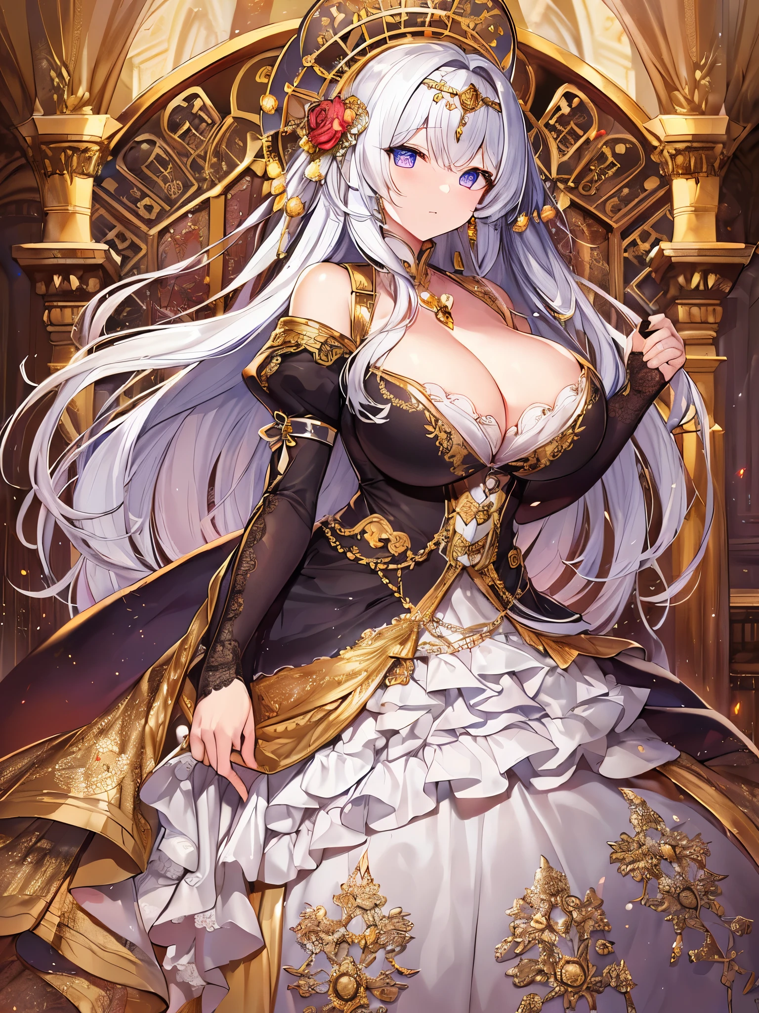 ((moe anime artstyle)),((Masterpiece)),(Best Quality),((Super Detail)),((Very Delicate and Beautiful)),((Solo)),full body,((full body portrait)),(((1 bling-bling princess in beautiful embroidery and jeweled gorgeous rococo ballgown with voluminous full length crinoline hoop skirt))),(((((absurdly gigantic tits,sagging tits))))),(((cleavage))),Skindentation,(detailed face and eyes),jewel-like eyes,((crinoline,long train,beautiful embroidery and lace)),super detailed voluminous gorgeous rococo ballgown with voluminous full length crinoline hoop skirt,((bling-bling voluminous gorgeous rococo princess ballgown with beautiful embroidery and jeweled)),((Very Long Straight Hair,large amount of straight hair, absurdly long Straight hair)),extremely gorgeousfull hair ornament,((extremely gorgeous jeweled big tiara)),luxurious jewelry,((beautiful embroidery and jeweled gorgeous rococo ballgown with voluminous full length crinoline hoop skirt)),full body,(fantasy castle,throne room)