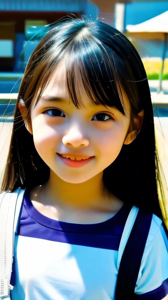 A smiling, super beautiful elementary school student