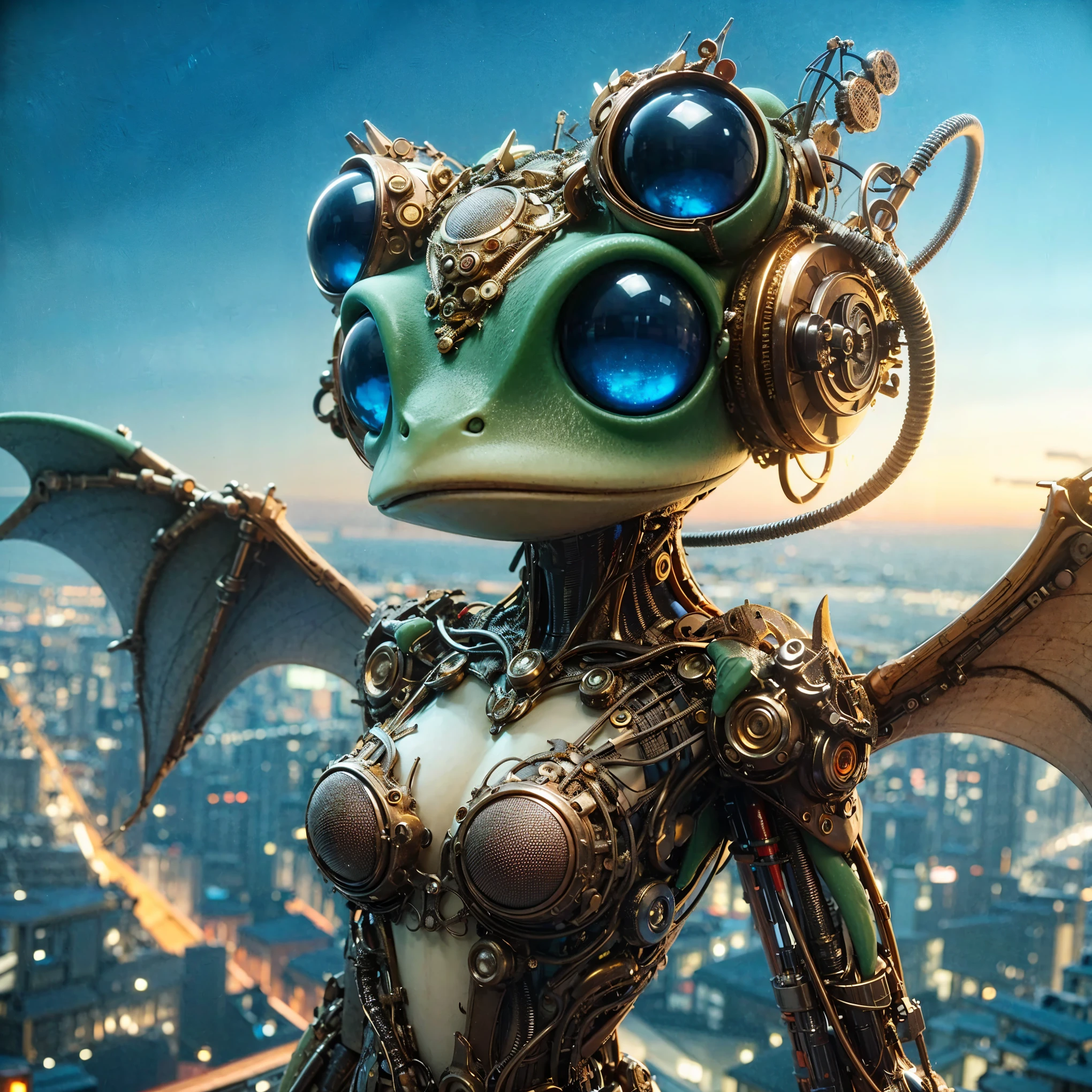 Masterpiece, (best quality:1.2), 8k, Japanese woman in bat-type bio suit, silver base with bronze and gold accent, (ultimately cute face), (mechanical bat wings), hydraulic cylinder, power pipe, muscle fiber, ultimately intricate details, full body shot, (ultimately photo Realistic:1.37), dystopia with a beautiful view at night, (biological weapon), (biopunk:1.3), Full body photo, Wide-angle, Please generate at least 4 photos.