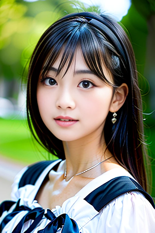 (Highest quality details:1.2), Realistic, 8K Ultra HD, High resolution, Fujifilm(Medium format), Hasselblad, Carl Zeiss, Incredible dynamic range photography(utility_art：Smoose-768:1.1), (One Girl:1.2), Super detailed, High quality textures, Intricate details, detailed, Very detailed CG, High Quality Shadows, detailed Beautiful and delicate face, detailed Beautiful and delicate eyes, Depth of written boundary, Ray Tracing, 18 years old, Cute Japanese Girl, Narrow Face, Glossy lips, Glowing Eyes, Glowing Eyes, Perfect body, View the viewer, (Jewelry Earrings), (Eye Color: Brown), (Bright red flower hair ornament), (Long white hair), (Layered Hairstyles), (Classic Gothic ta:1.5), Fashion Model Style, Small breasts. Tehehe face