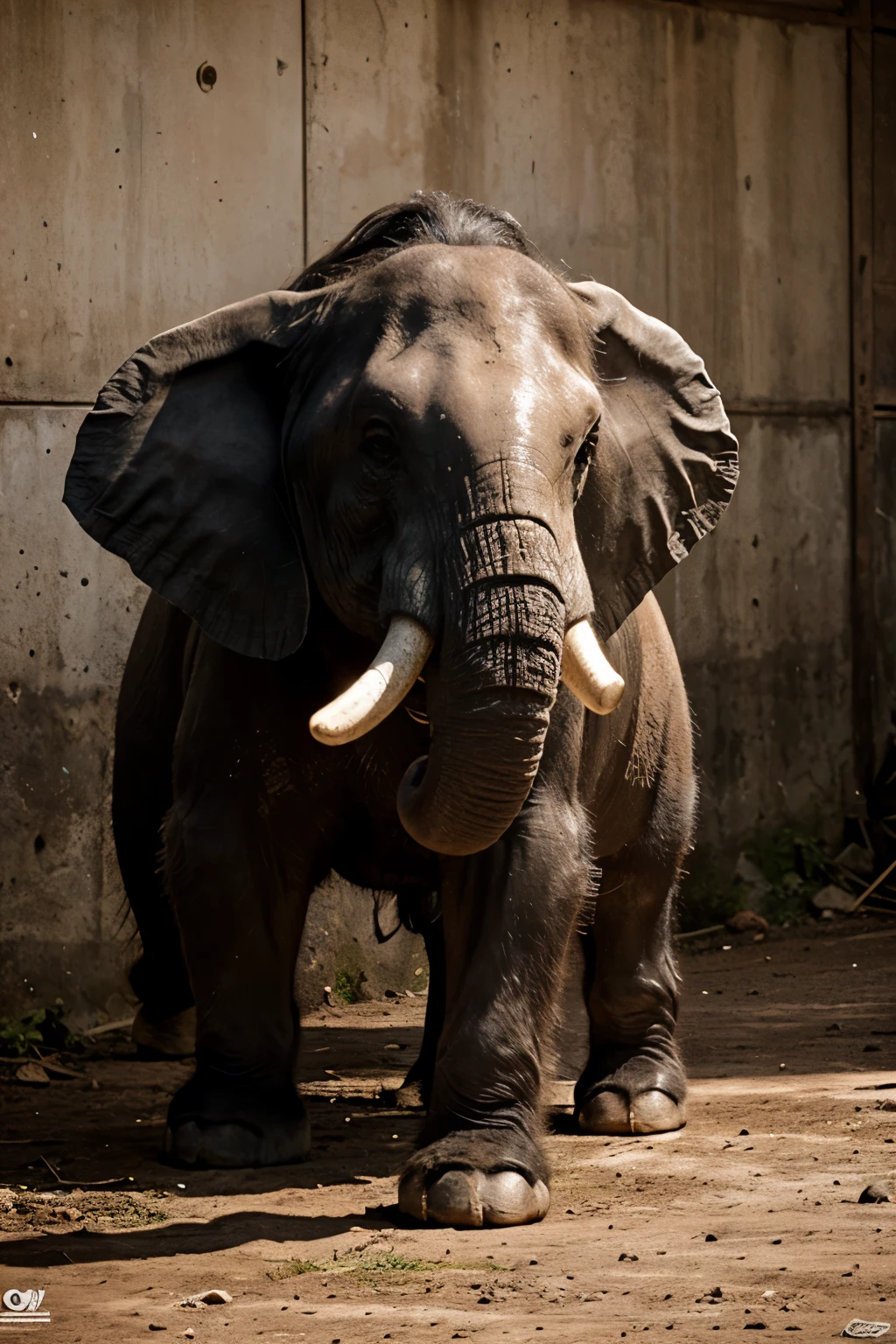 Um elefante em cima de um mundo pequeno e fofoo