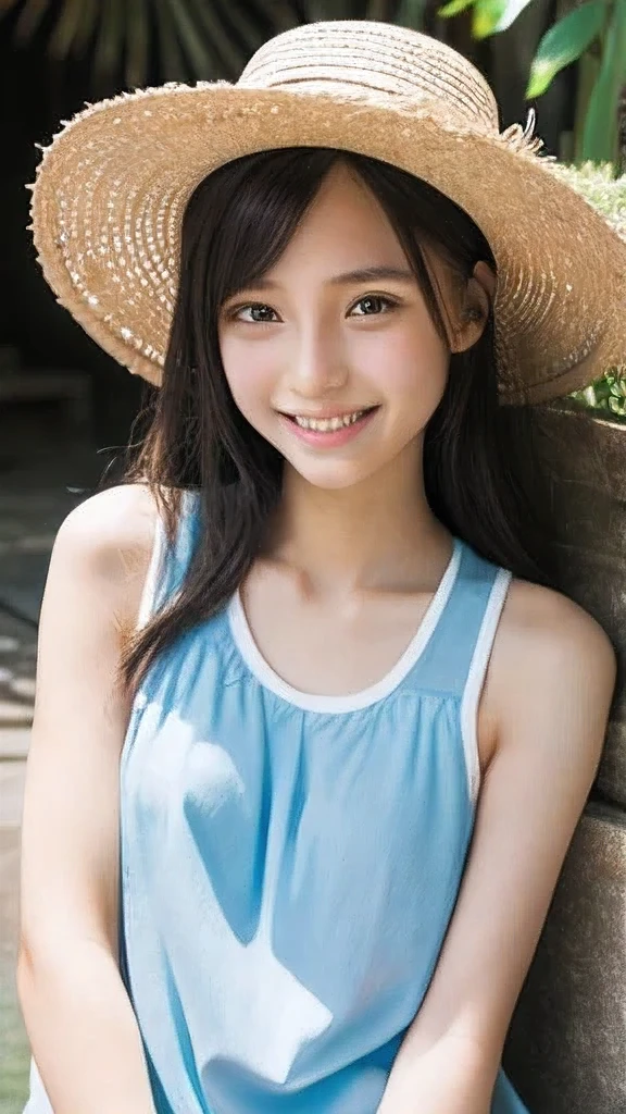Japanese、18-year-old、Very slim、((Smiling))、Summer clothing