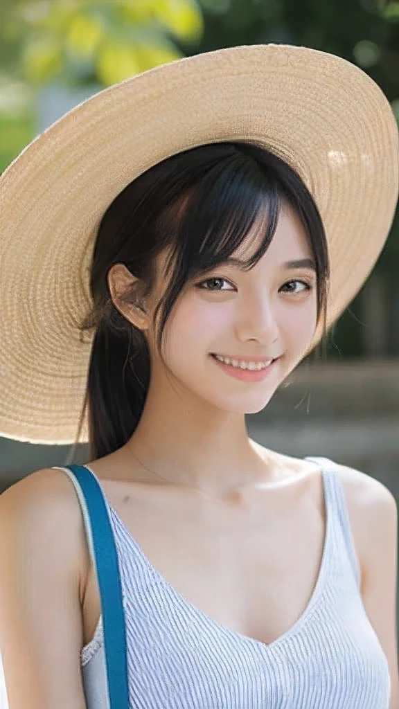 Japanese、18-year-old、Very slim、((Smiling))、Summer clothing