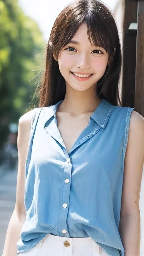 Japanese、18-year-old、Very slim、((Smiling))、Summer clothing