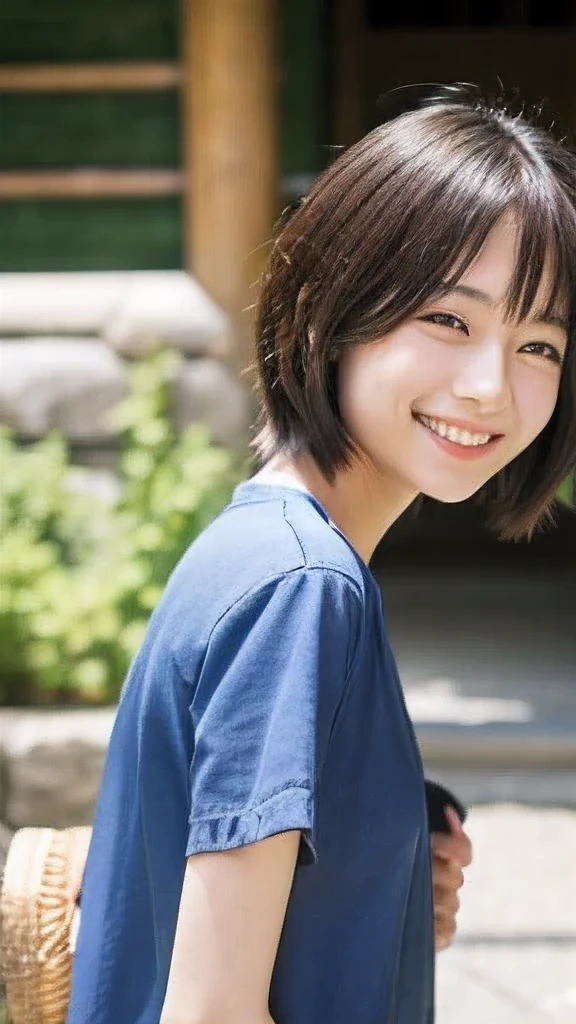 Japanese、18-year-old、Very slim、((Smiling))、Summer clothing