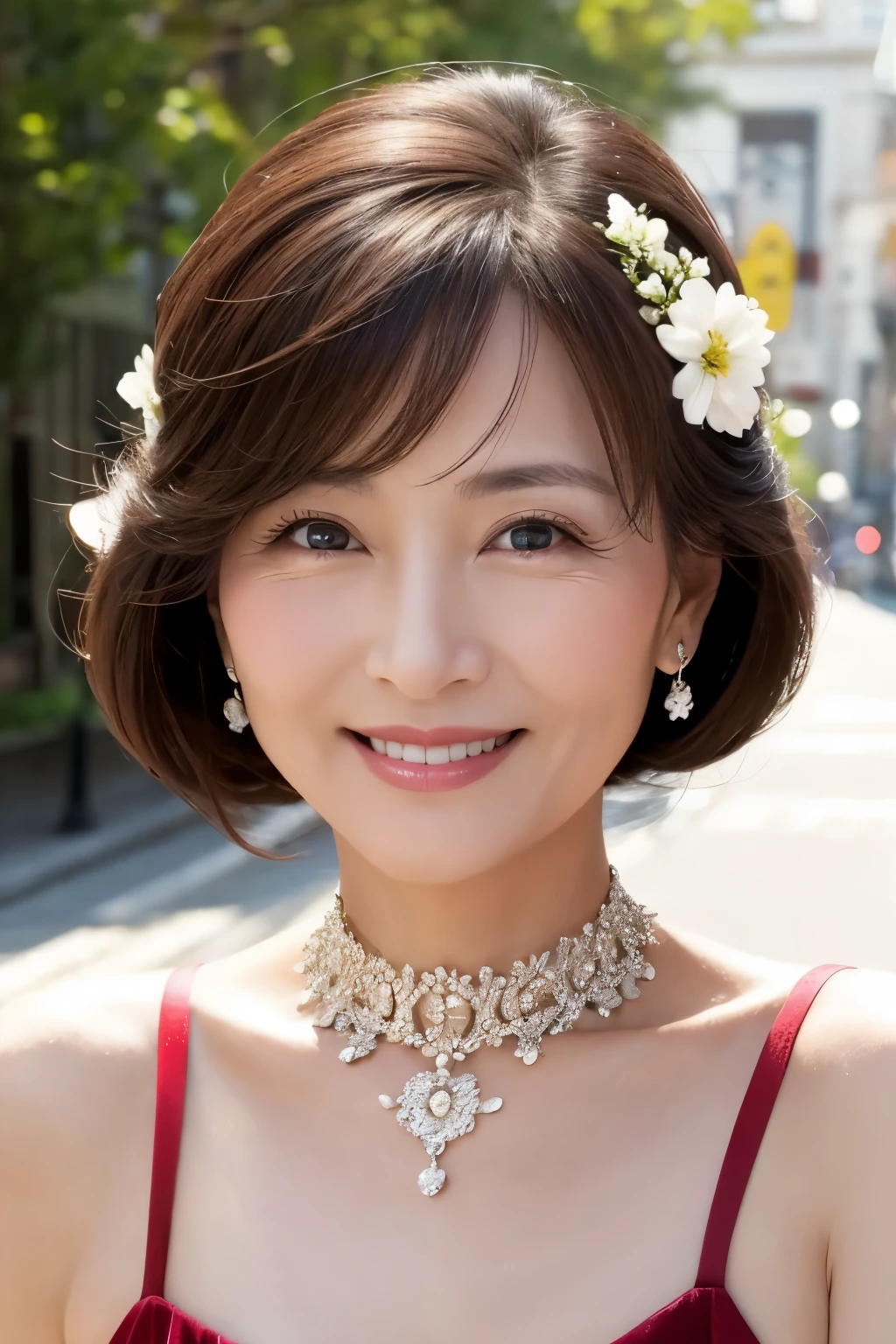60 years old、smile、Lady、Elegant、Elegance、Shining eyes、stare、