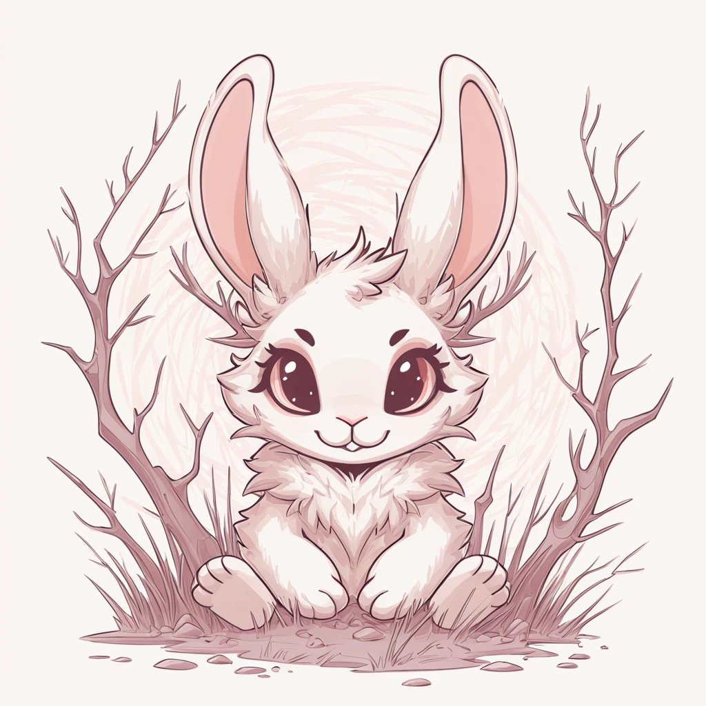 Remnant of Hollowness in rabbit art style with background